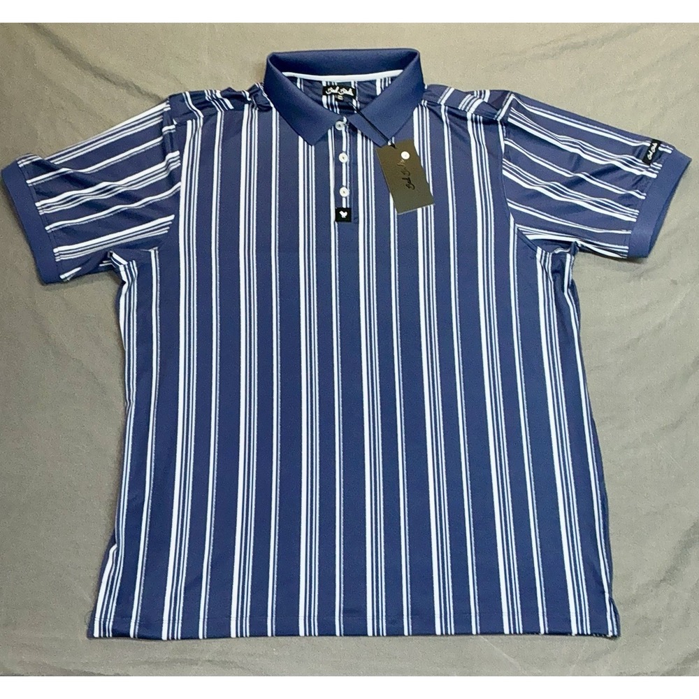 Bad Birdie Golf Polo Blue w/ Stripes NWT Size 2XL Golfer Shirt Ridge Cobalt